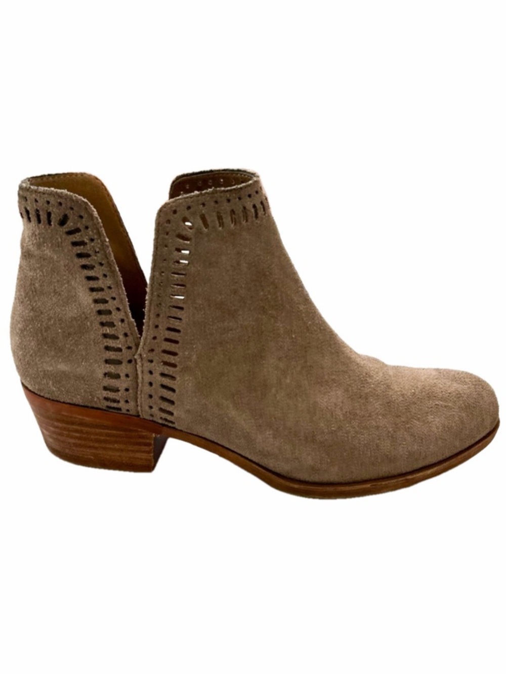 Lucky Brand Bustina Grey Taupe Size 9 Boots Suede Slip On Ankle Booties